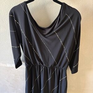 White House Black Market Elegant Black Mini Dress with Rhinestone Accents